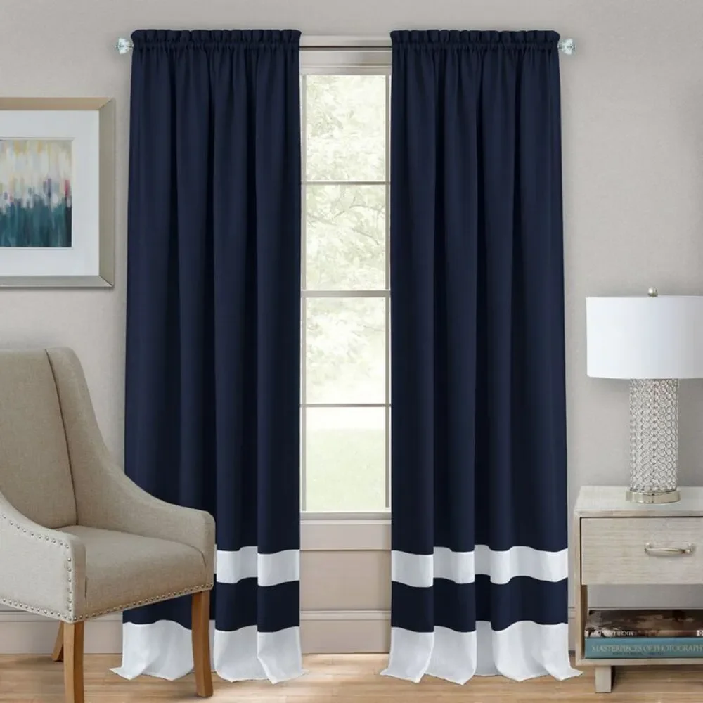 Achim Home Furnishing: Darcy Navy Solid Contemporary Window Curtain Panel : 58